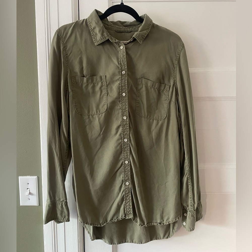 Merona Green Button Down Long sleeve Blouse